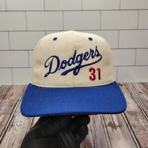 Los Angeles Dodgers Vintage Plain Logo 31 Mike Piazza Adjustable Snapback Hat